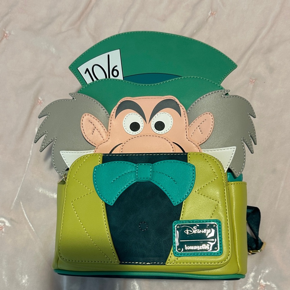 Loungefly Mad Hatter Backpack - Green and Gray
